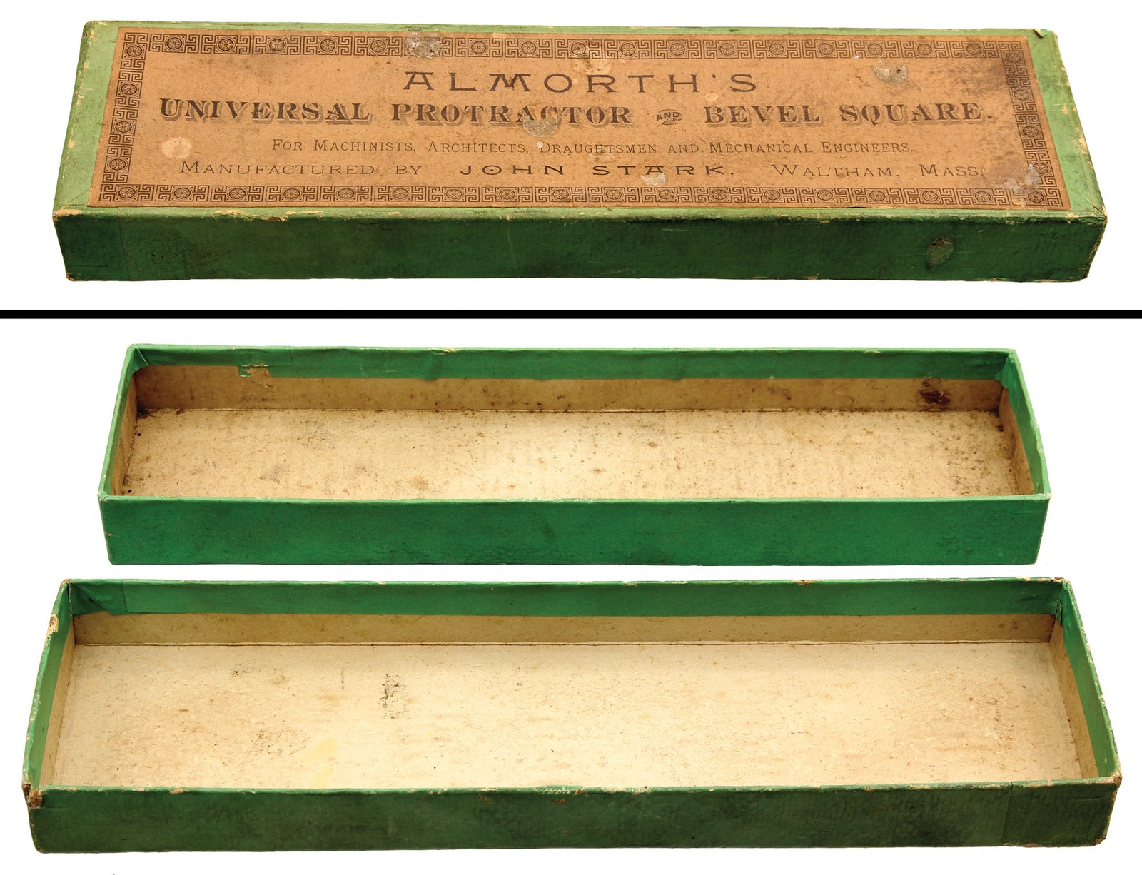 Orig. Box for John Stark Patent Universal Protractor & Bevel -mjdtoolparts Orig. Box for John Stark Patent Universal Protractor & Bevel -mjdtoolparts
