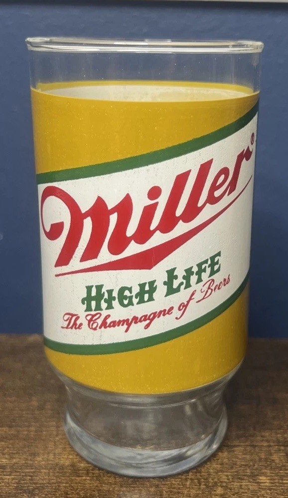 Vintage Miller High Life Footed Pedestal Bar Ware Beer Drinking Glass
