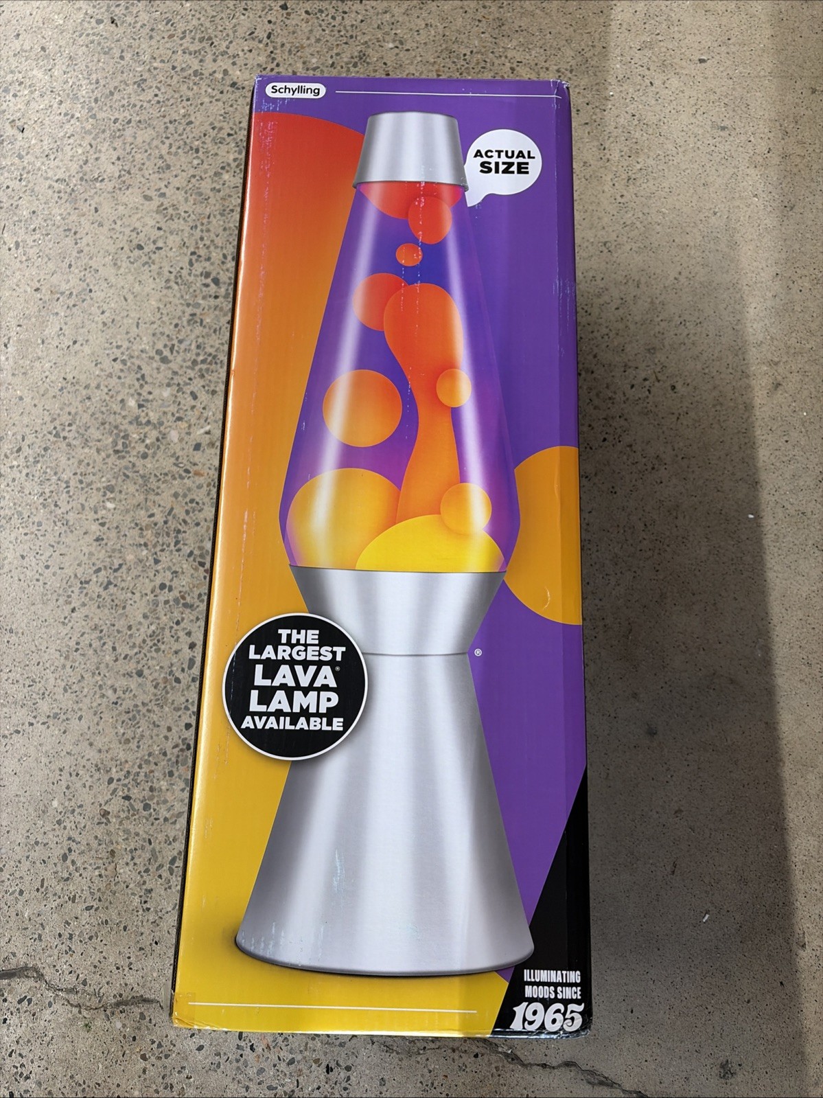 Lava The Original 27-inch Silver Base Grande Lamp Yellow Wax in Purple Broken
