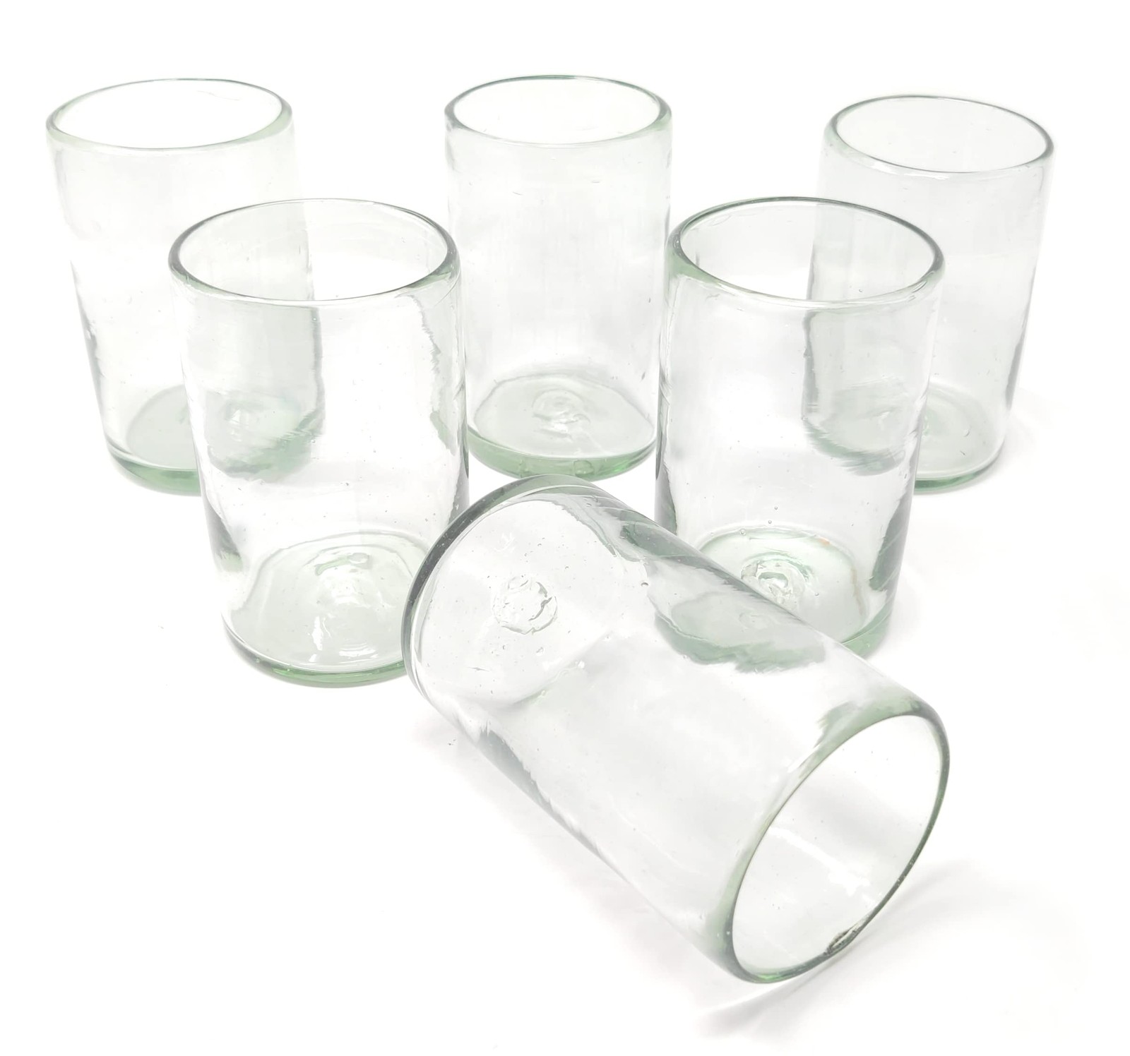 Dos Sueños Hand Blown Mexican Drinking Glasses Set 6 Natural Clear Glasses (14