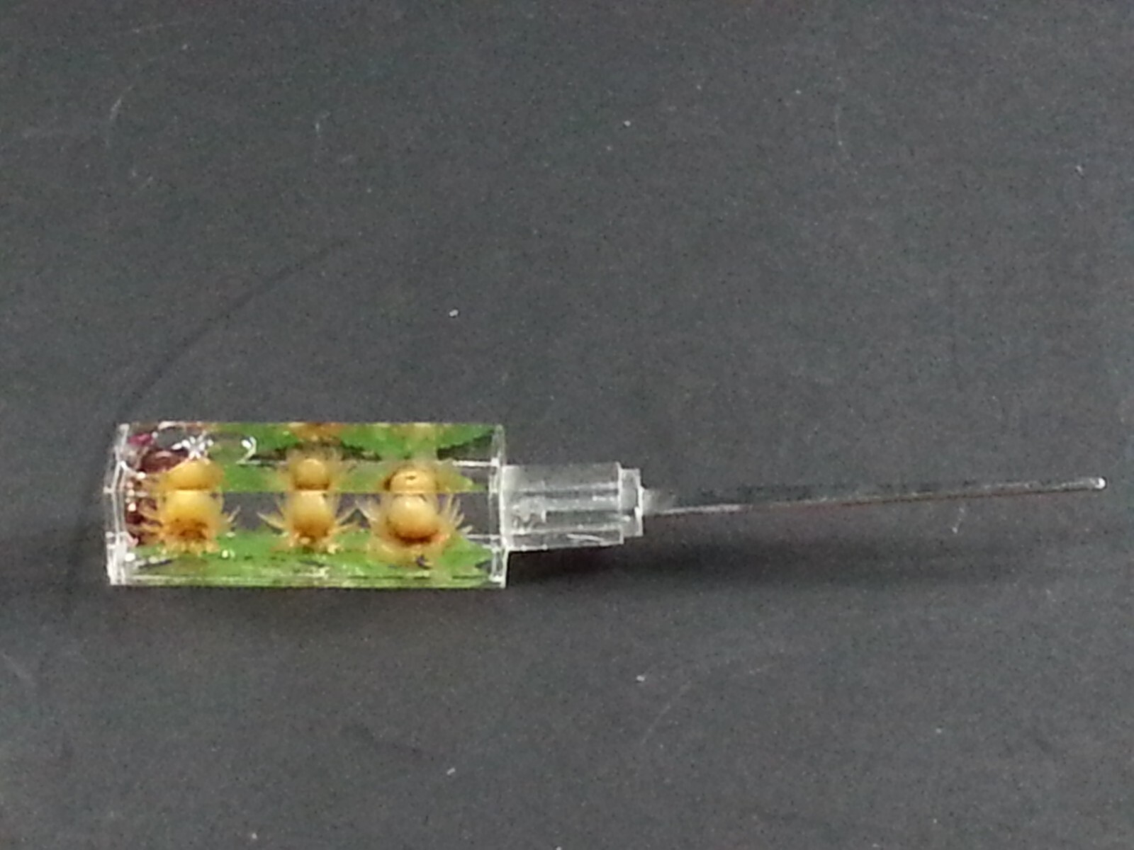 Vintage Stainless Letter Opener Lucite Handle Dried Flowers Water Globe Inside