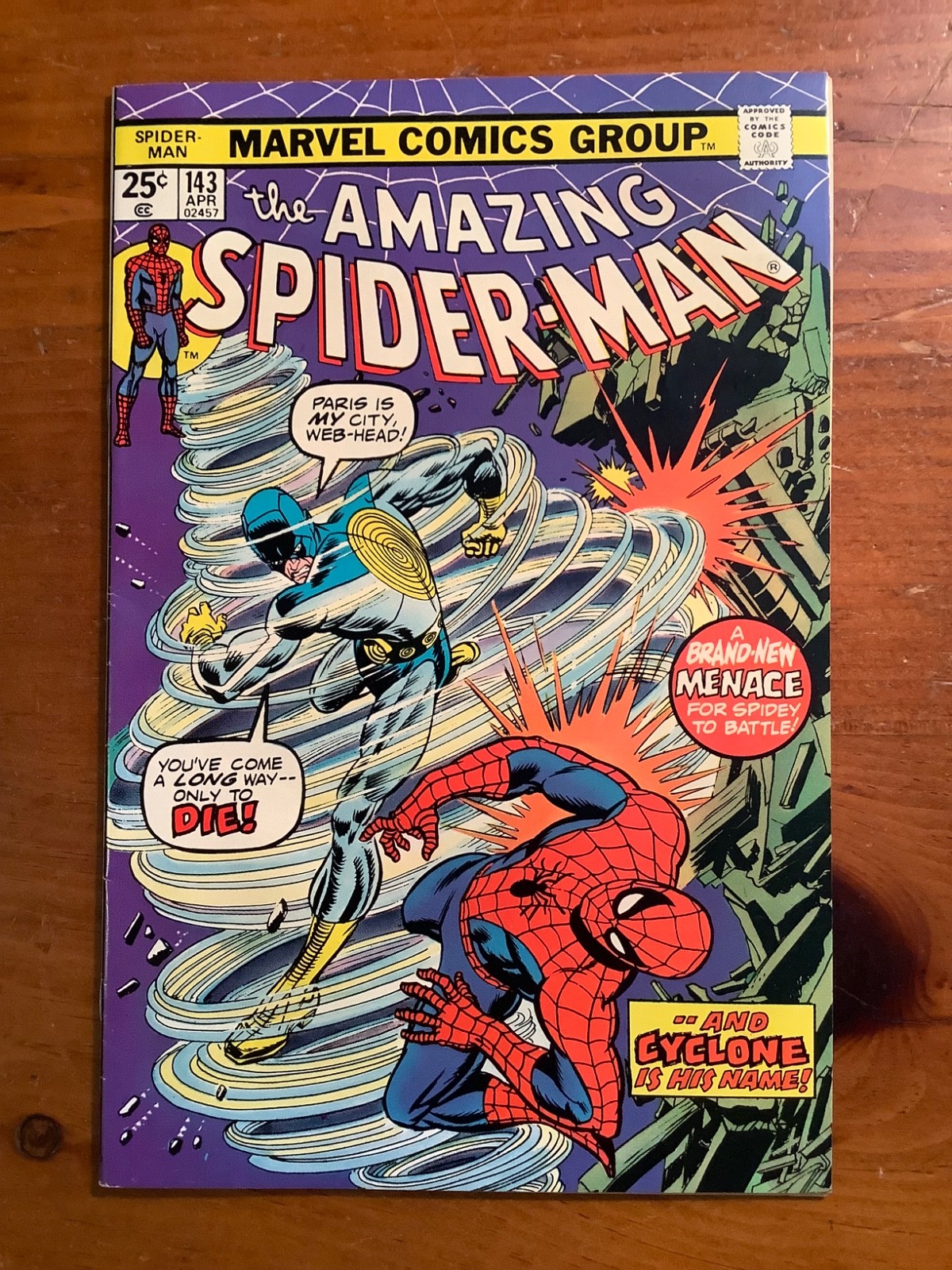 AMAZING SPIDER-MAN #143 VF Marvel 1975 1st Cyclone Key High Grade