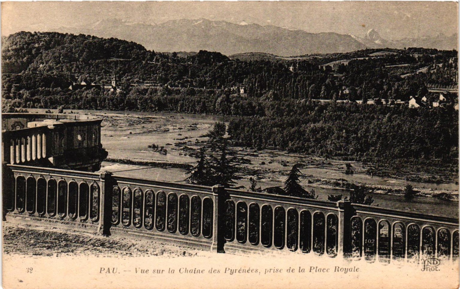 Pau France Pyrenees Mountains View Place Royale Vintage Postcard Pau France Pyrenees Mountains View Place Royale Vintage Postcard