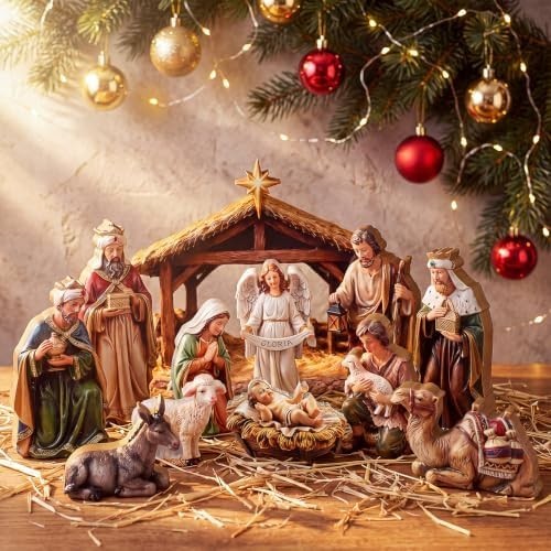 12 Pcs Christmas Nativity Scene Set, Wooden Christmas Decor 12 Pcs Christmas Nativity Scene Set, Wooden Christmas Decor