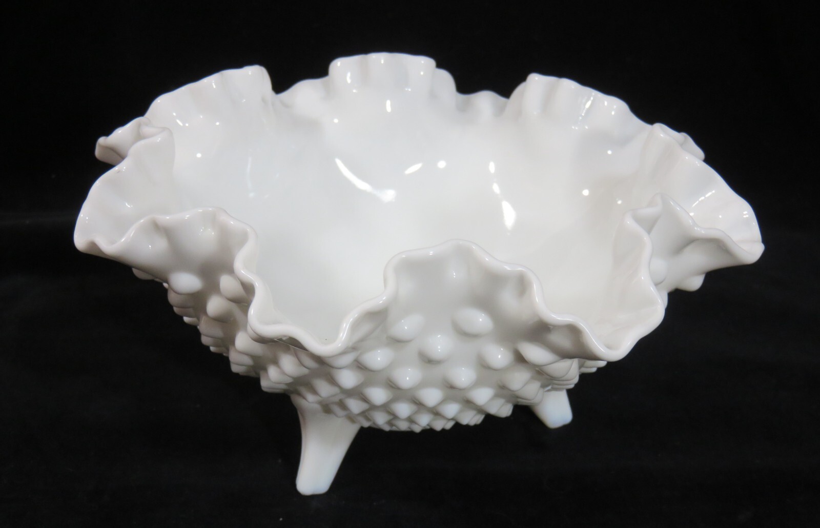 FENTON Hobnail Milk Glass 3 Toed Bowl 3635 MI 8\