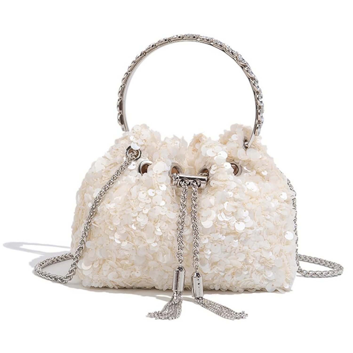Sequin Beaded Clutch Purse Small Bucket Evening Bag Unique Crossbody Sparkly ...