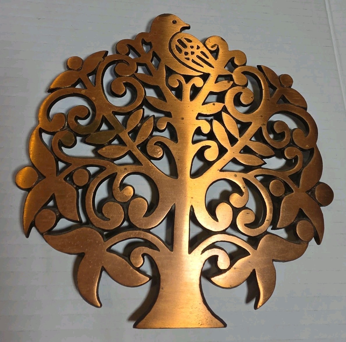 Tree of Life with Bird Cast Iron with Copper Finish Trivet