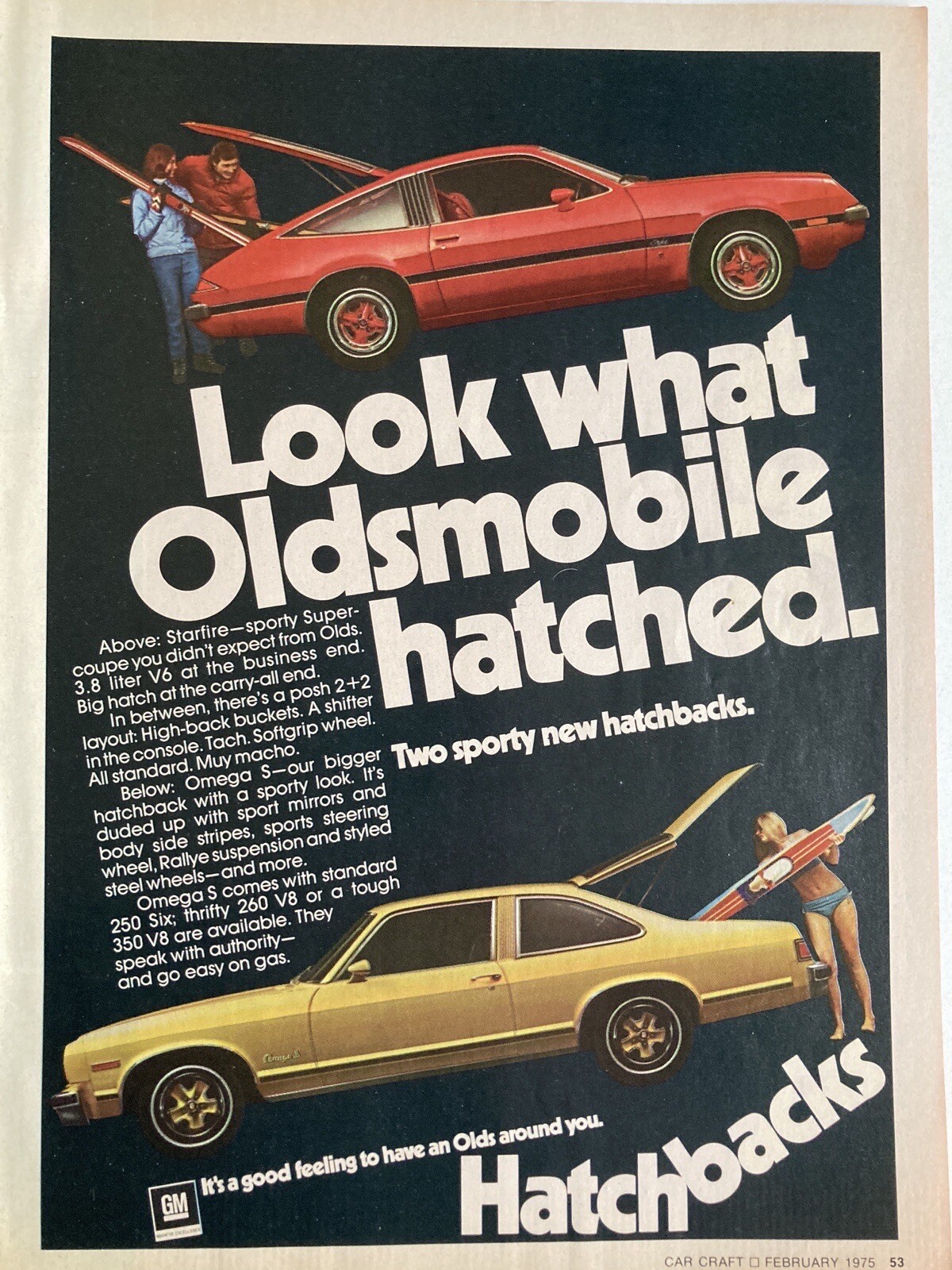 1975 Oldsmobile Starfire Hatchback Omega S Print Ad