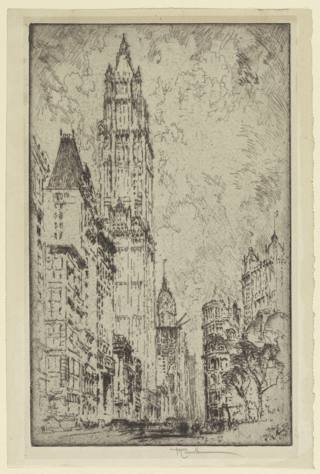 Joseph Pennell Woolworth Building New York Vintage Architecture Reprint Wall Art