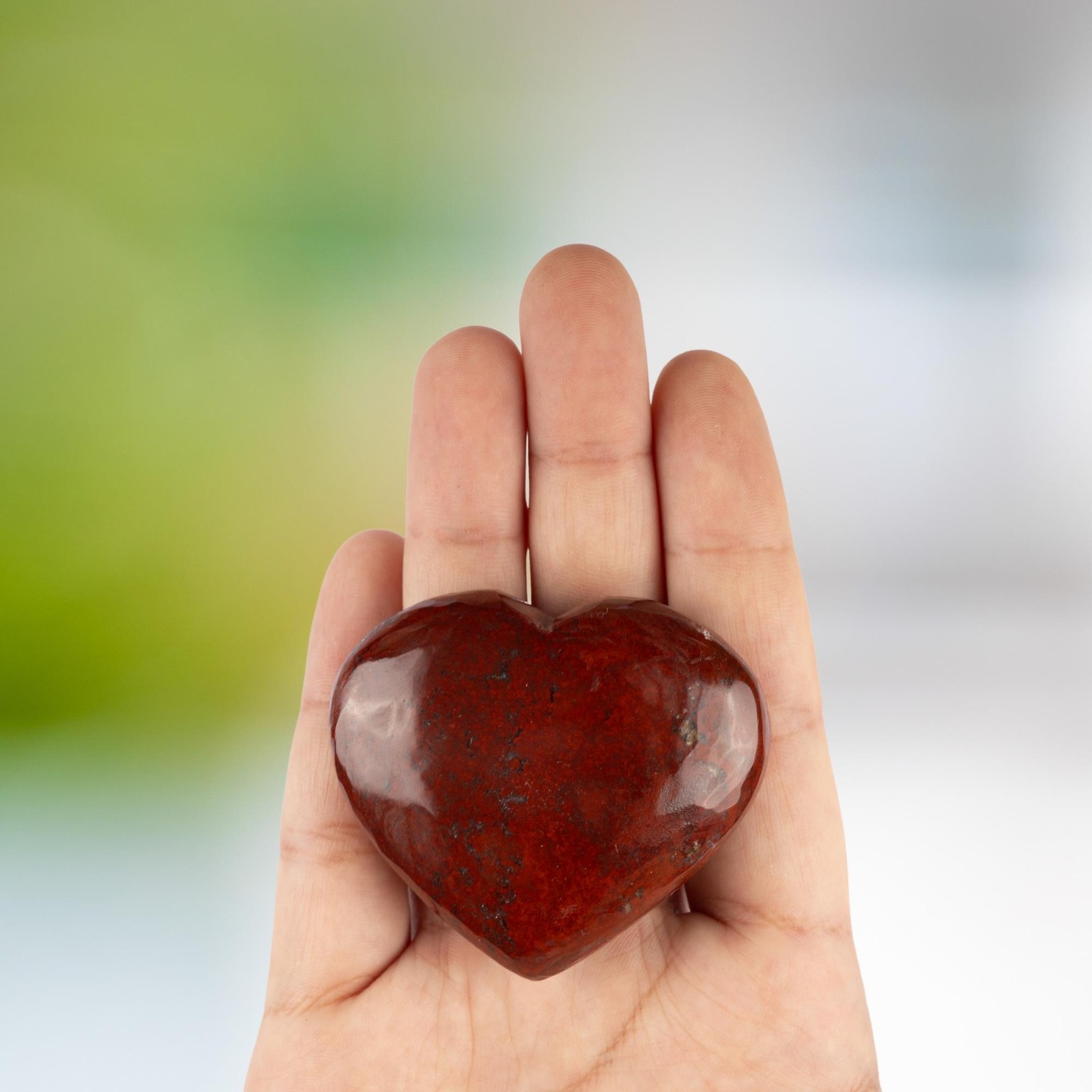 Red Jasper Heart Shape Crystal Palm Stone, Polished Stone, Spiritual Gift