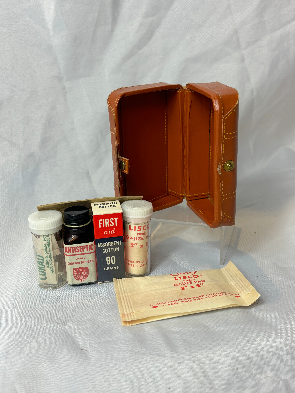 Vtg First Aid Kit Hand Made Mini Leather Suitcase Toronto Canada