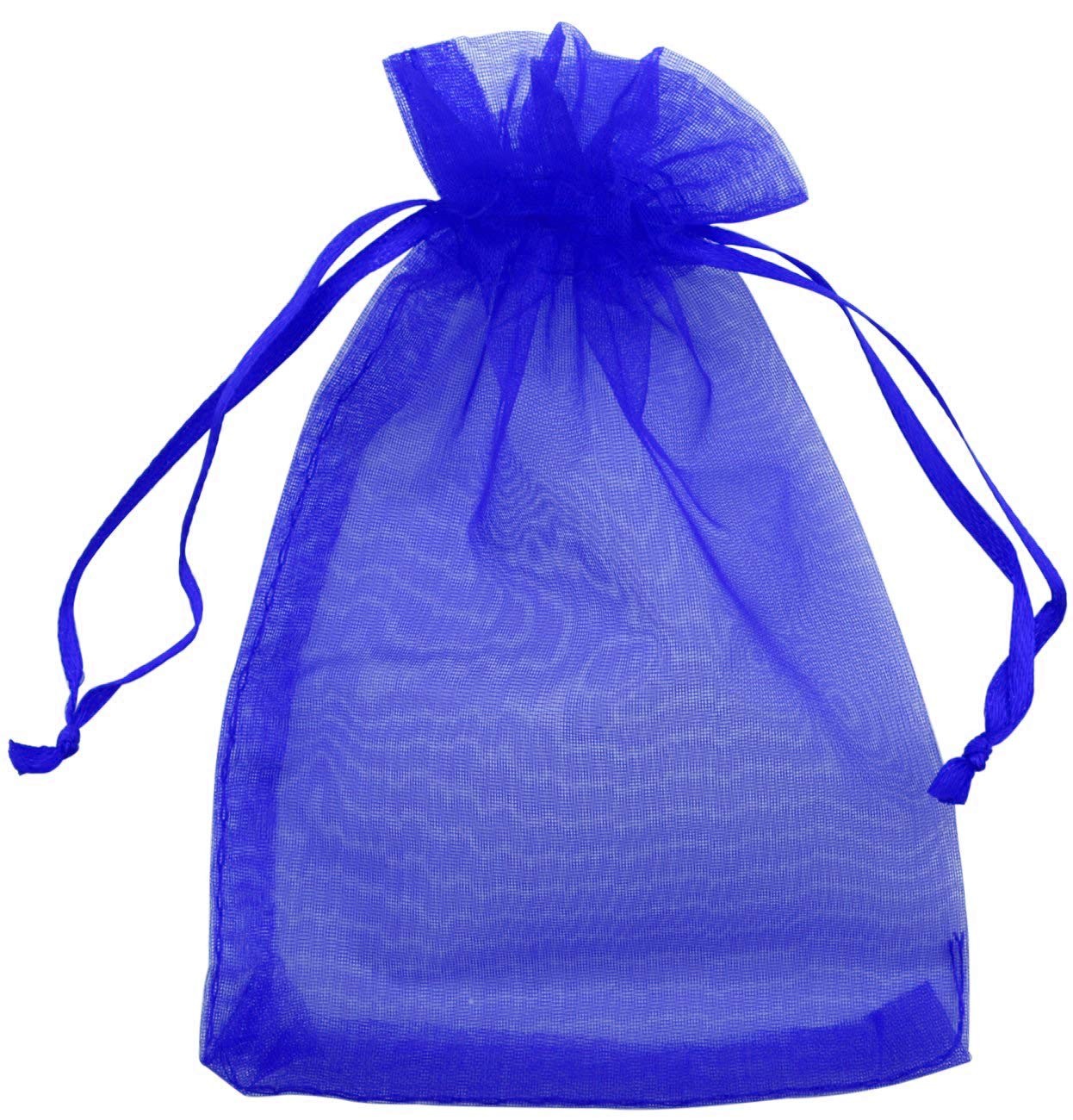 Allgala 100 Count Blue Organza Gift Bags with Drawstring, 4x6 Inches
