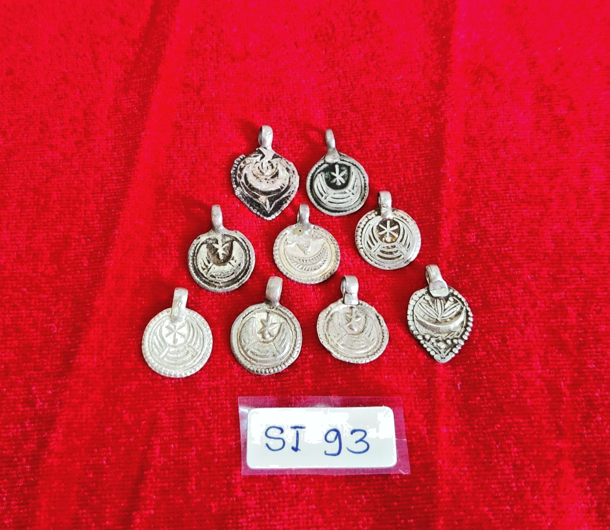 Antique Handmade Islamic Crescent Moon Silver Pendant Amulet Lot 9 SI93