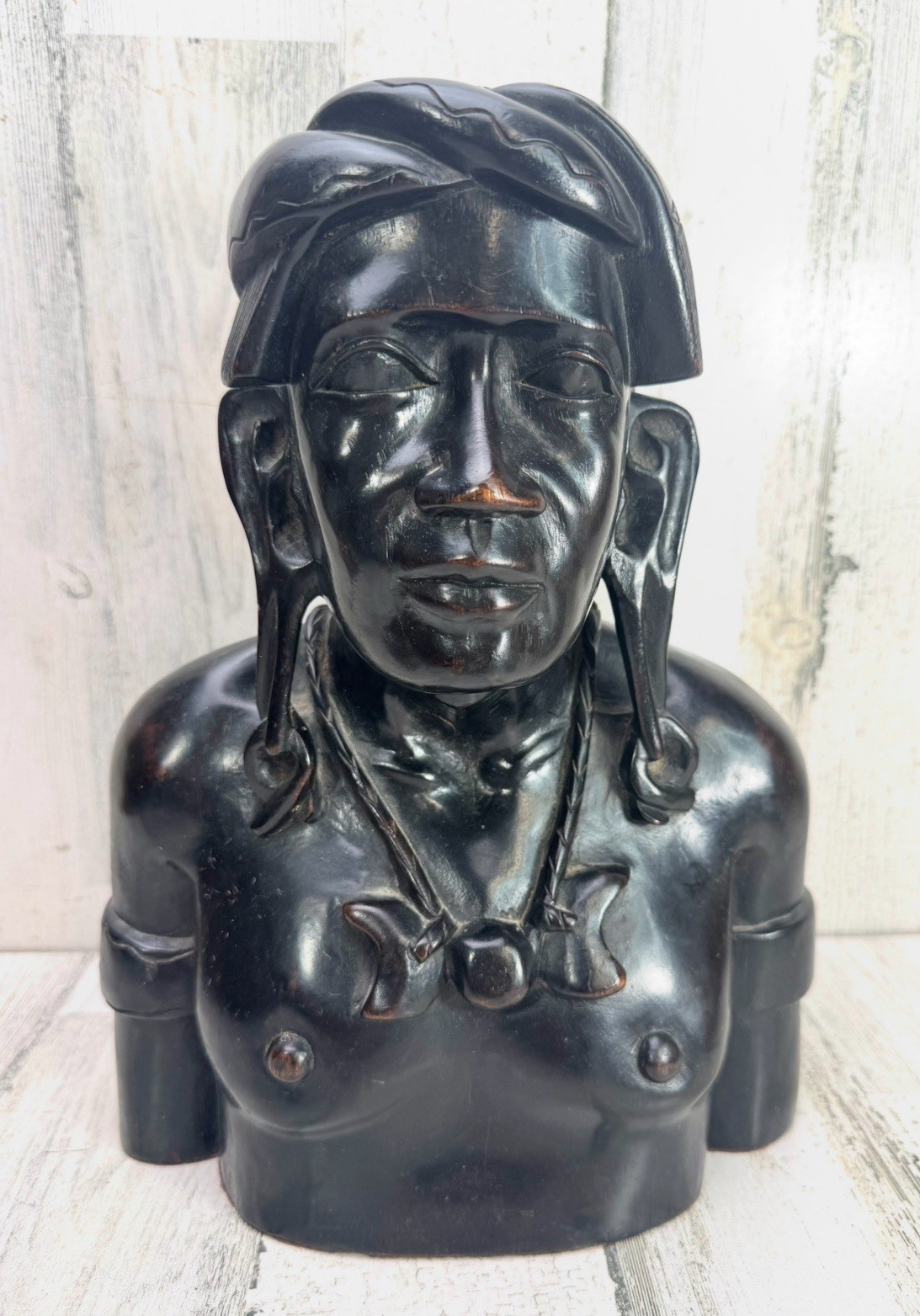 Vtg Tribal African Inspired Bust Sculpture Black cultural Unique Decor