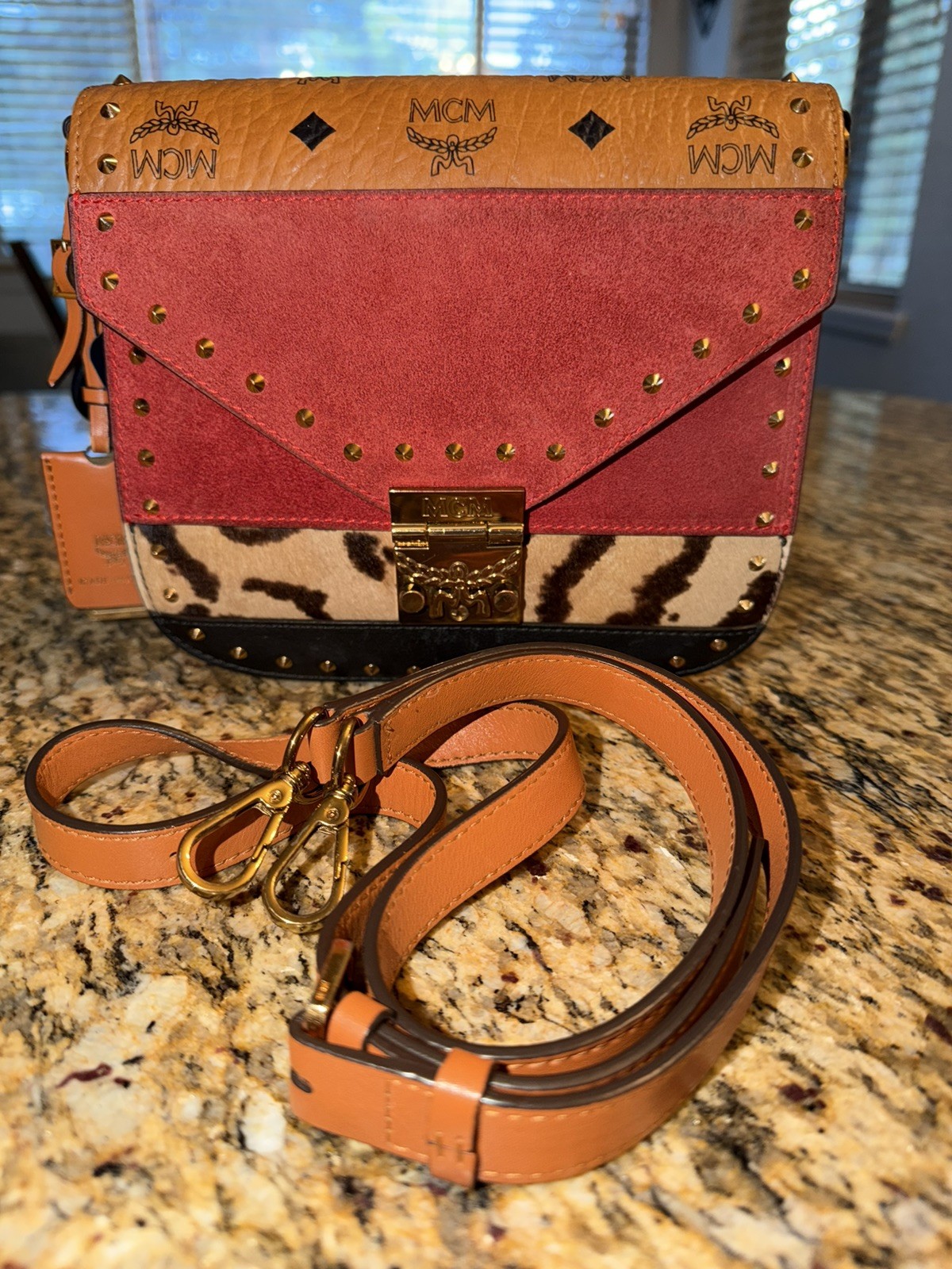 MCM Visetos Monogram Leopard Studs Leather Suede Calf (Disney collab) - COA MCM Visetos Monogram Leopard Studs Leather Suede Calf (Disney collab) - COA