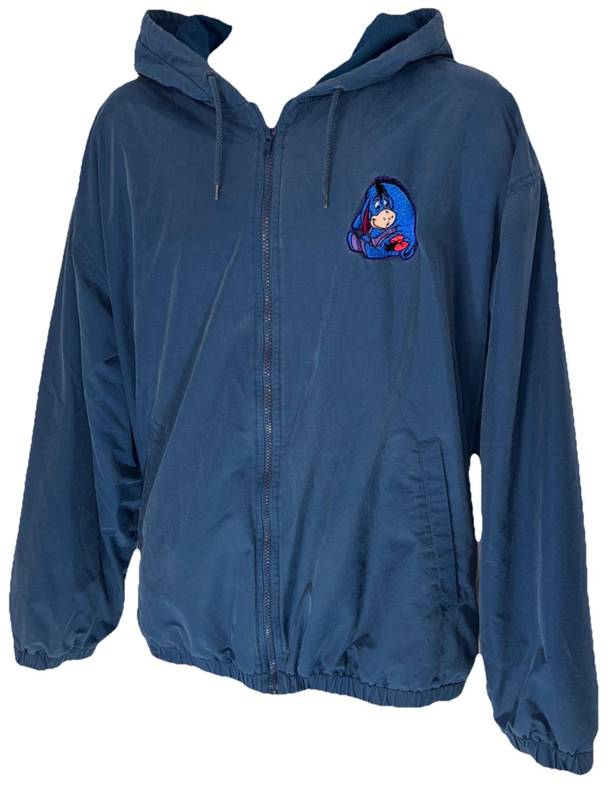 Vintage Disney Store Eeyore Hood Full Zip Jacket Size XL Winnie The Pooh Blue