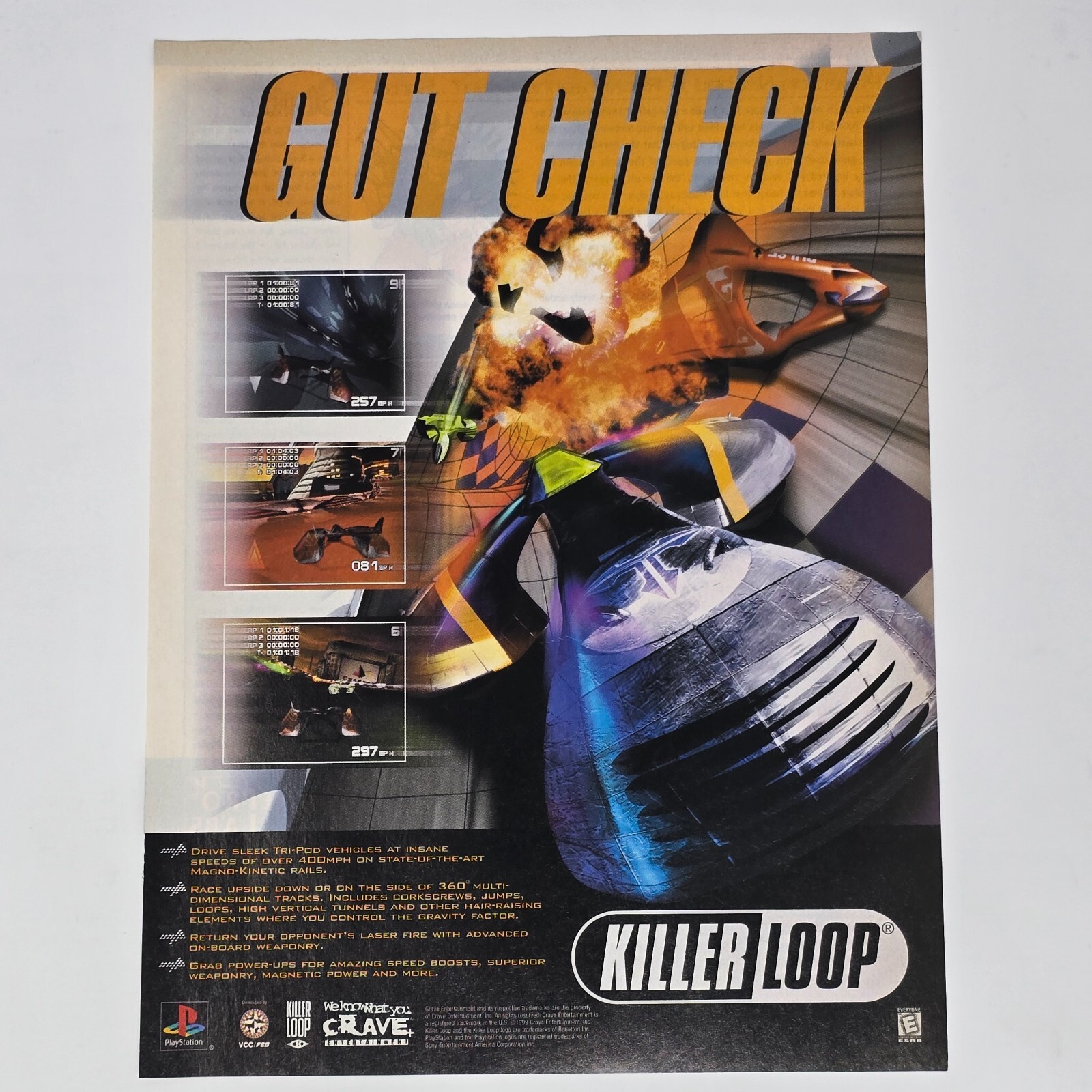 Killer Loop Sony PlayStation 1 PS1 Gut Check Print Ad/Poster Promo Art