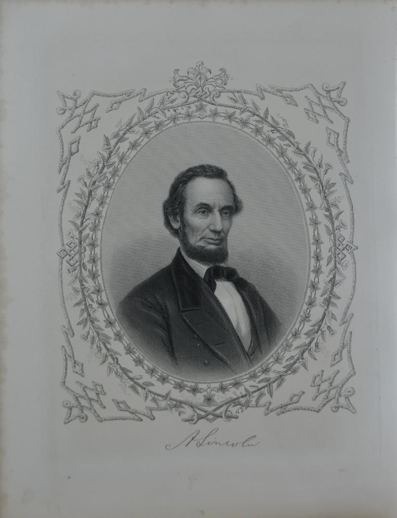 Antique Abraham Lincoln President of the United States Engraving 1878 Civil War
