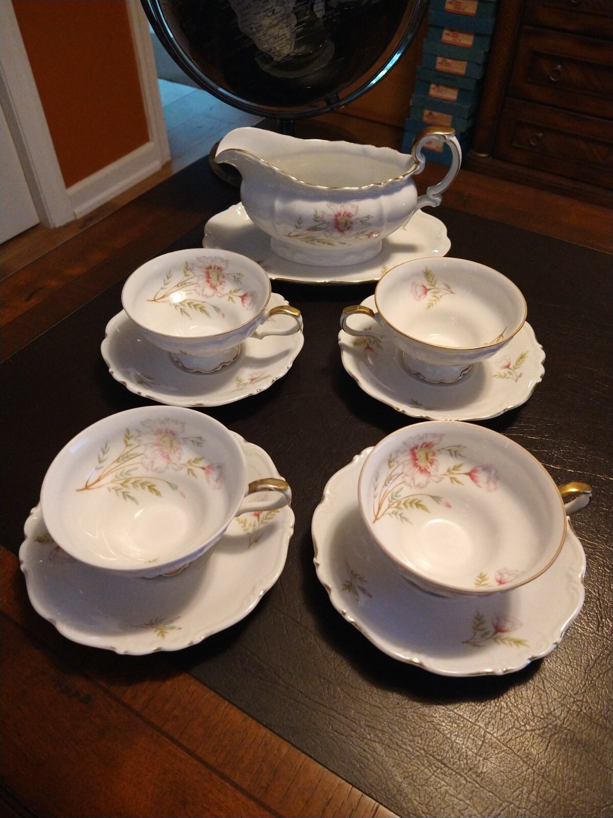 Edelstein Gardenia (4) Cup & Saucer SETS Plus Gravy Boat W/Underplate Germany Edelstein Gardenia (4) Cup & Saucer SETS Plus Gravy Boat W/Underplate Germany