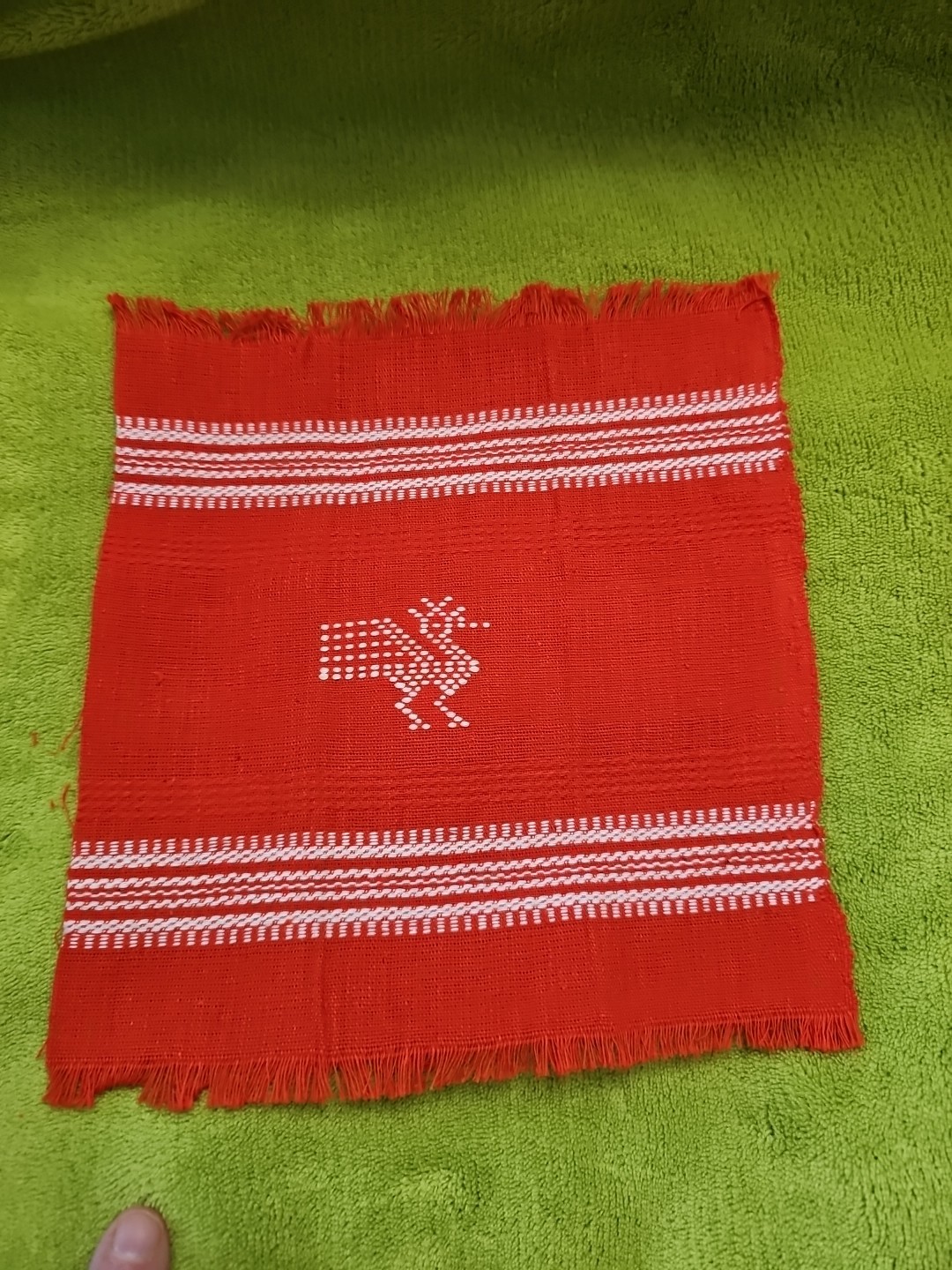 6 Rare Handloomed Cross Stitched Guatamalan Napkins  Servietas Fringe Ends  8165