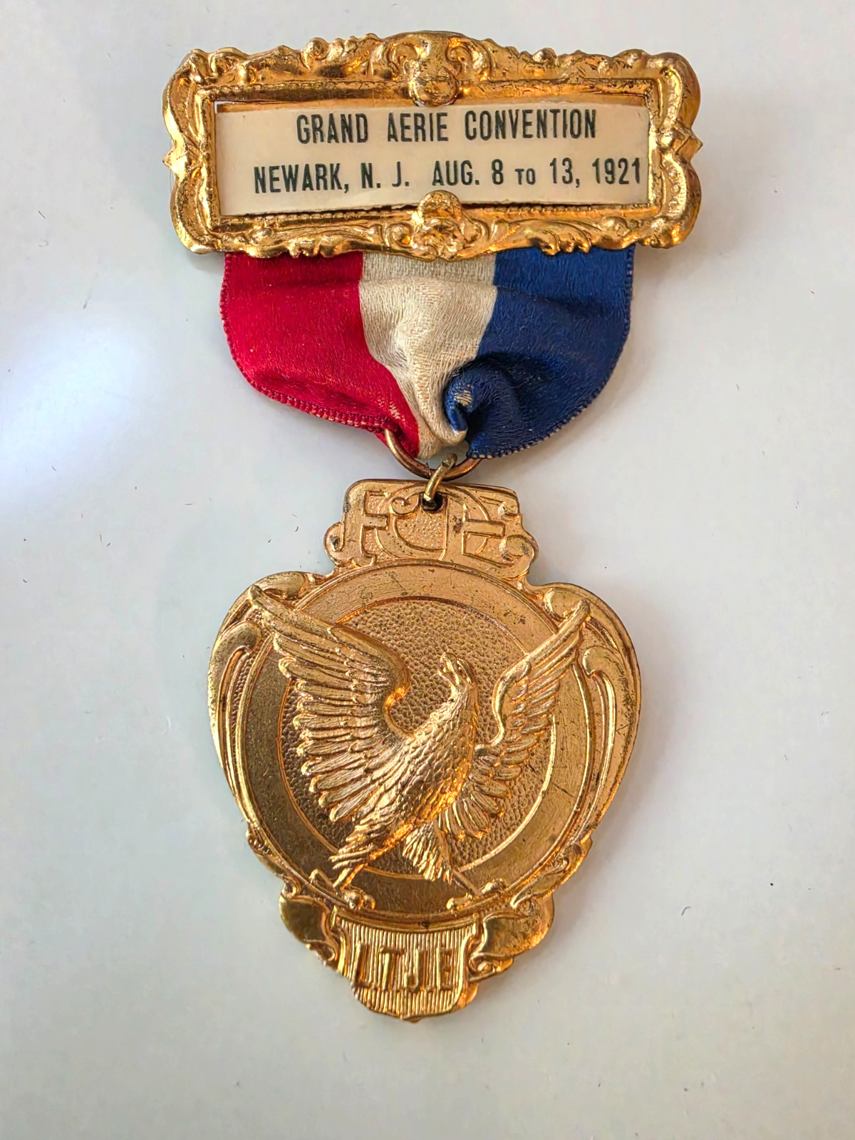 1921 Antique FOE Grand Aerie Convention Newark NJ Medal Schwaab Eagles RARE