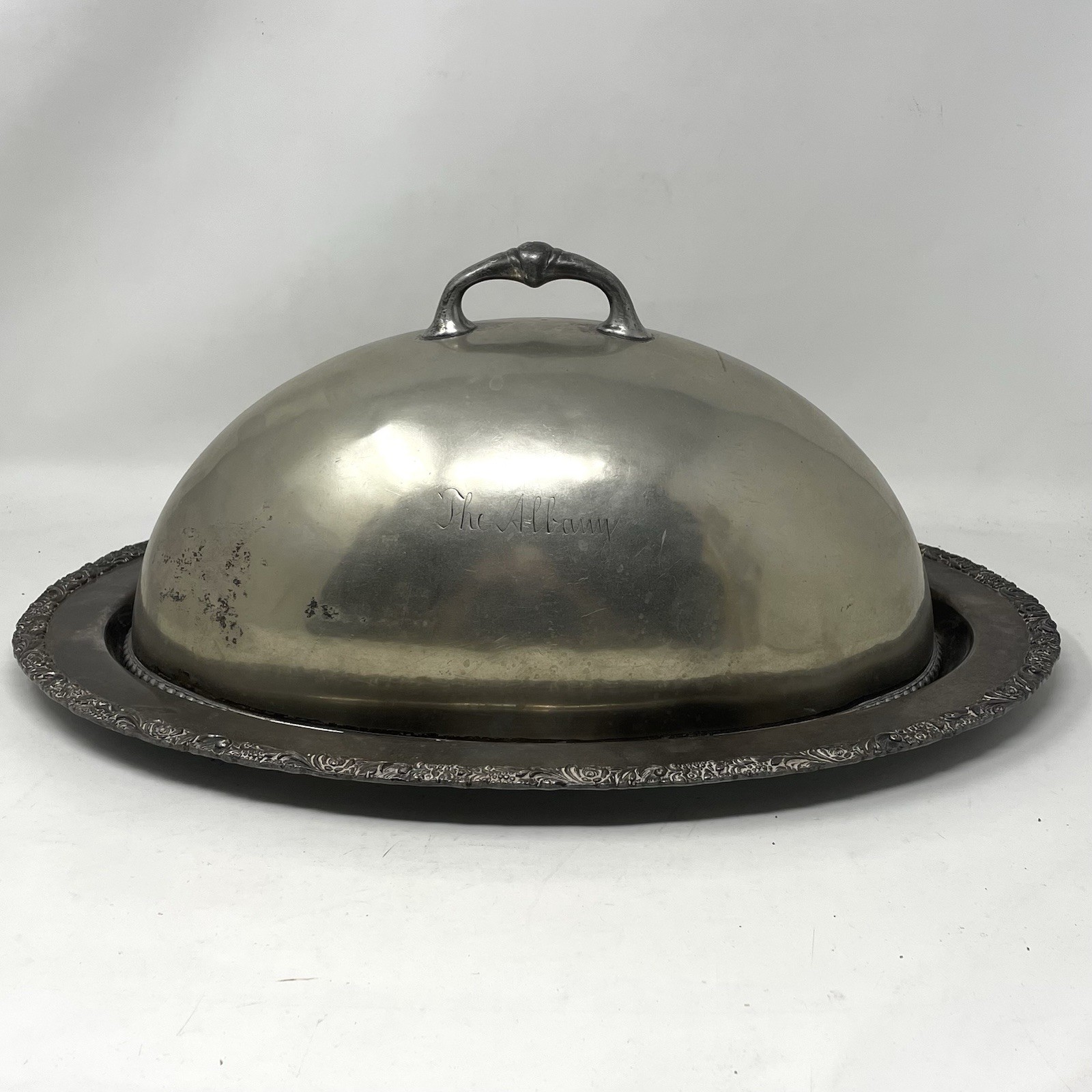 The Albany Hotel Nickel Silver Plater Cover Vintage Antique Wallace Bros The Albany Hotel Nickel Silver Plater Cover Vintage Antique Wallace Bros