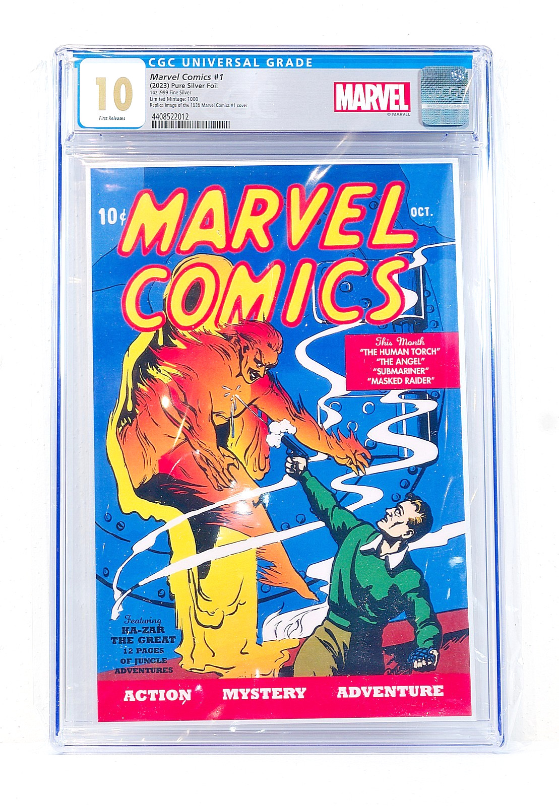 Marvel Comics  #1  1 OZ PURE  .999 SILVER SHEET / FOIL CGC 10 w/ Orig Pkg #164.