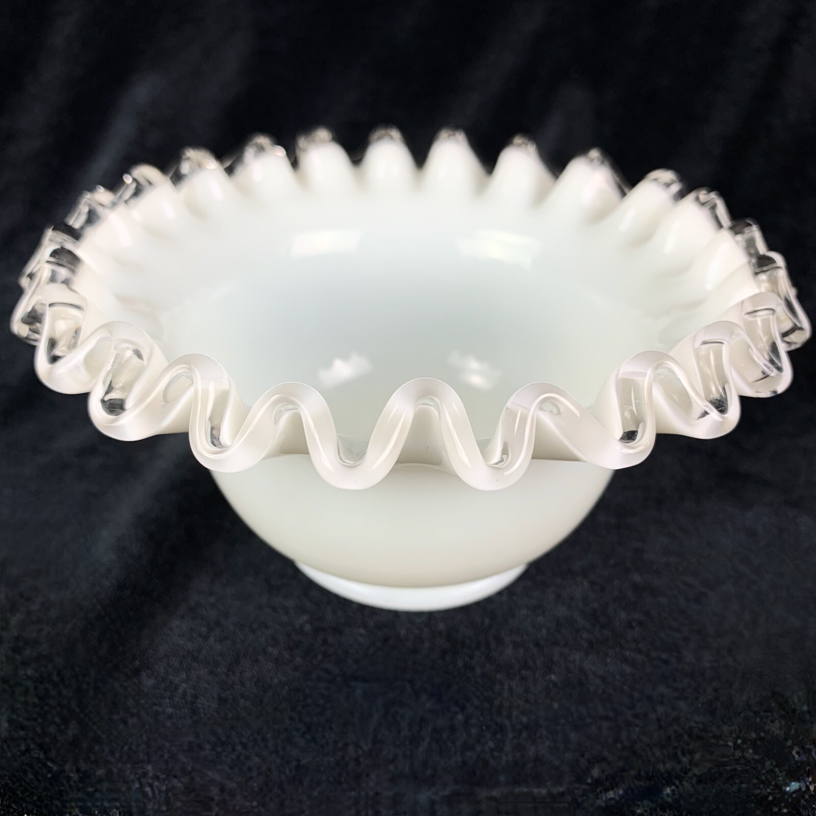 Fenton Silvercrest 5 inch Bowl Ruffled Clear Edge Candy Trinket Dish Gift MCM