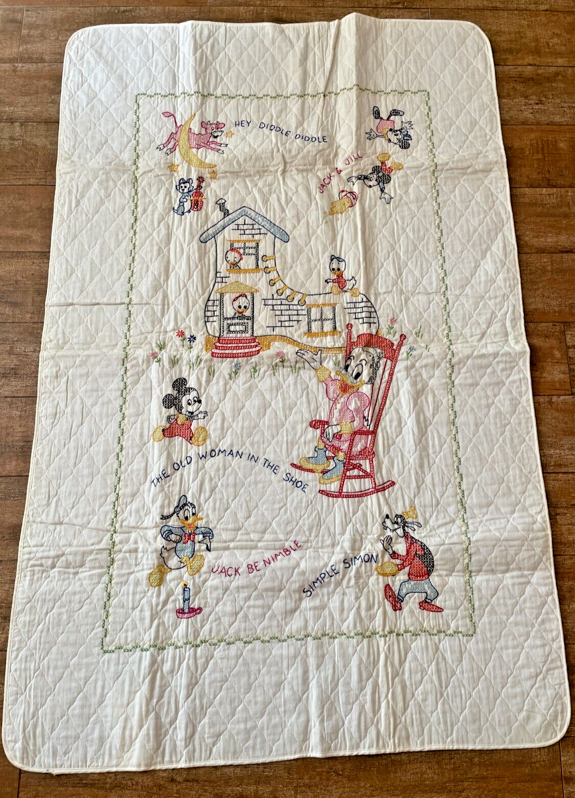 Grandma Duck Disney Mother Goose Vintage Paragon embroidery Blanket quilt baby
