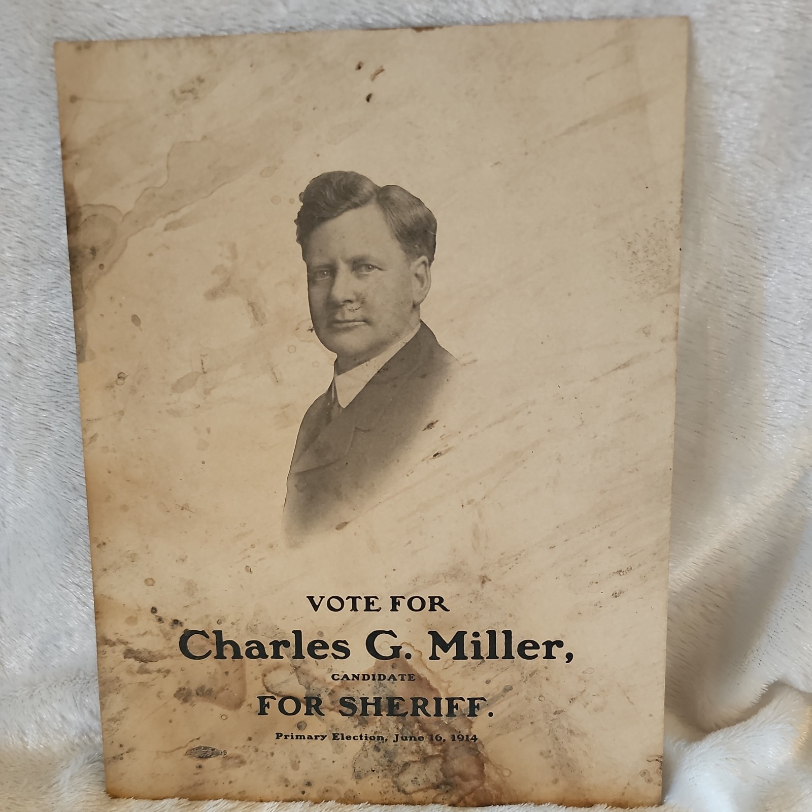 Vintage 1914 Candidate Charles G. Miller Poster Sheriff  Minnesota