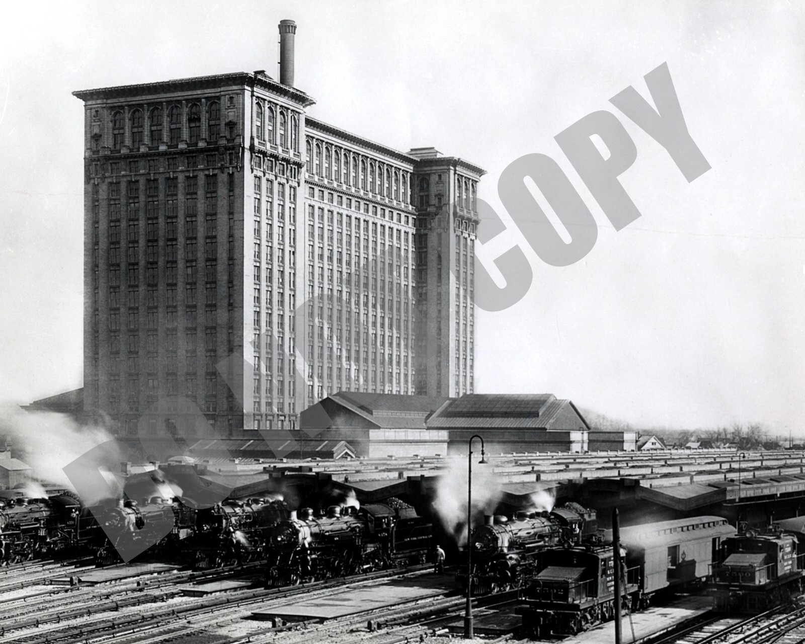 1927 Michigan Central Railroad Station With Canadian Pacific Detroit 8x10 Photo