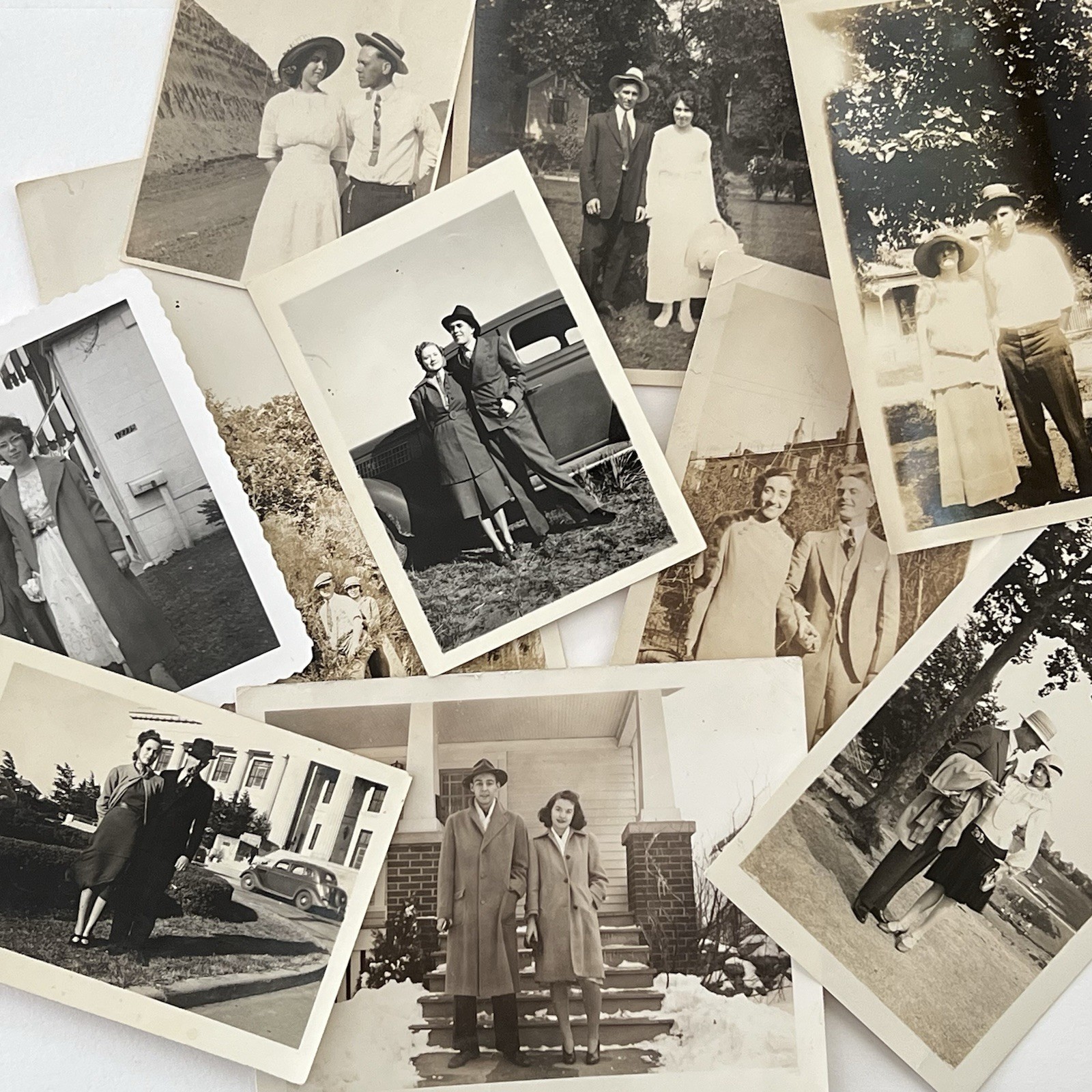 Vintage B&W Snapshot Photograph Lot of 10 Beautiful Sweet Young Couple in Love
