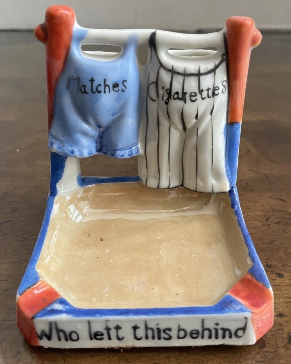 Vtg.Lustreware Matches/Cigarettes/Ashtray “Who Left This Behind” Japan Baseball