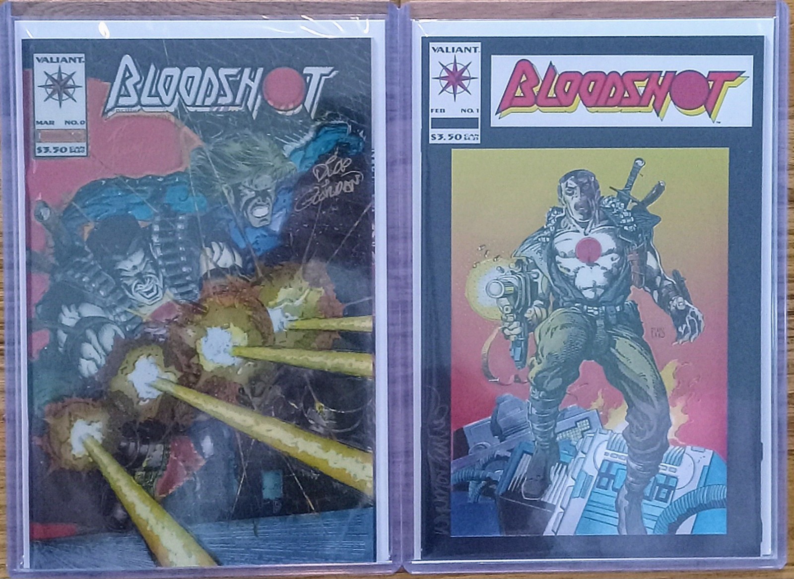 VALIANT CRAZY RARE LOT  Bloodshot #1 Signed by BWS & #0 VVSS Cover Error - 1993