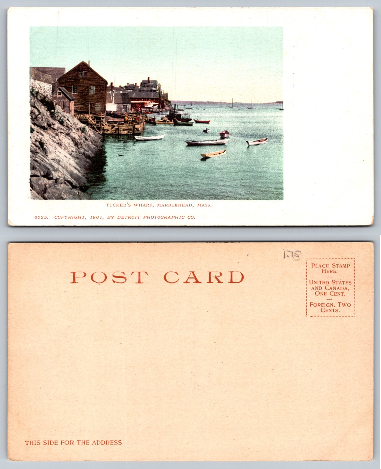 Tuckers Wharf Marblehead MA Harbor Boats Waterfront Postcard