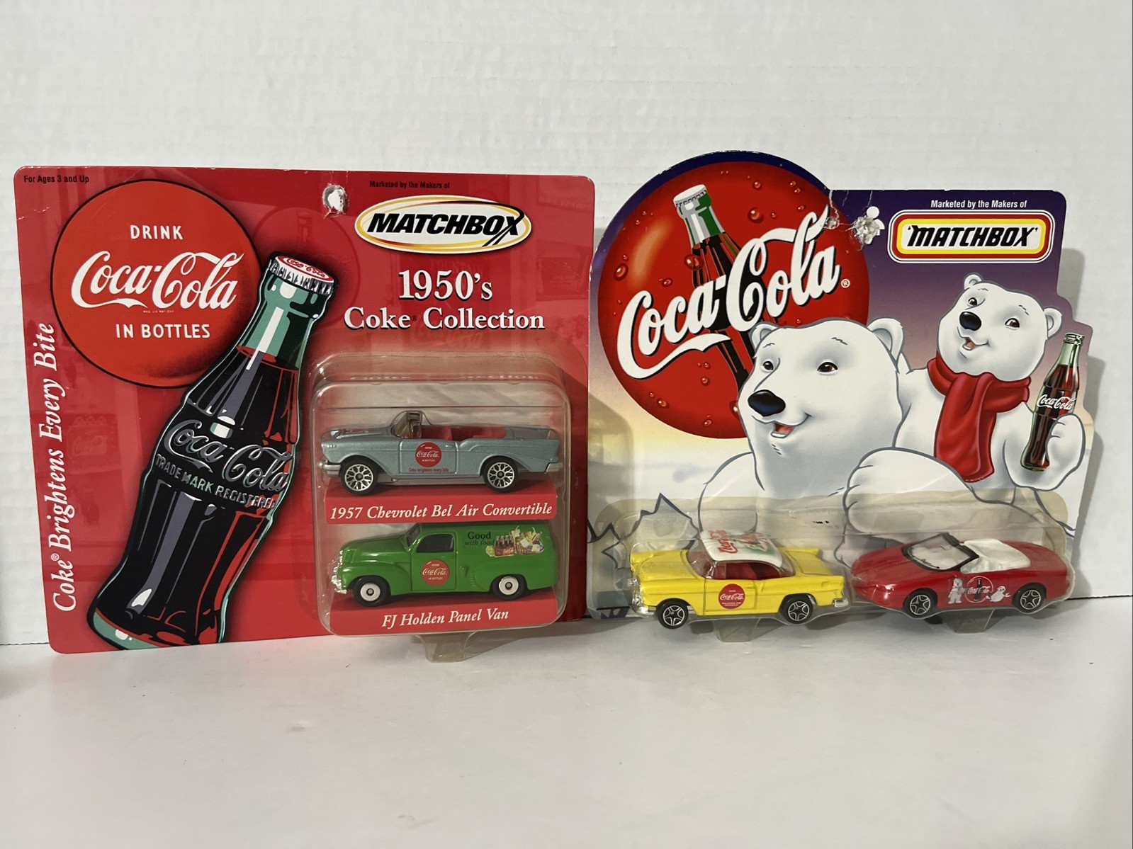 VTG Matchbox 1950\'s Coke Collection 2-Pack \'57 Chevy & Polar Bear Father & Son