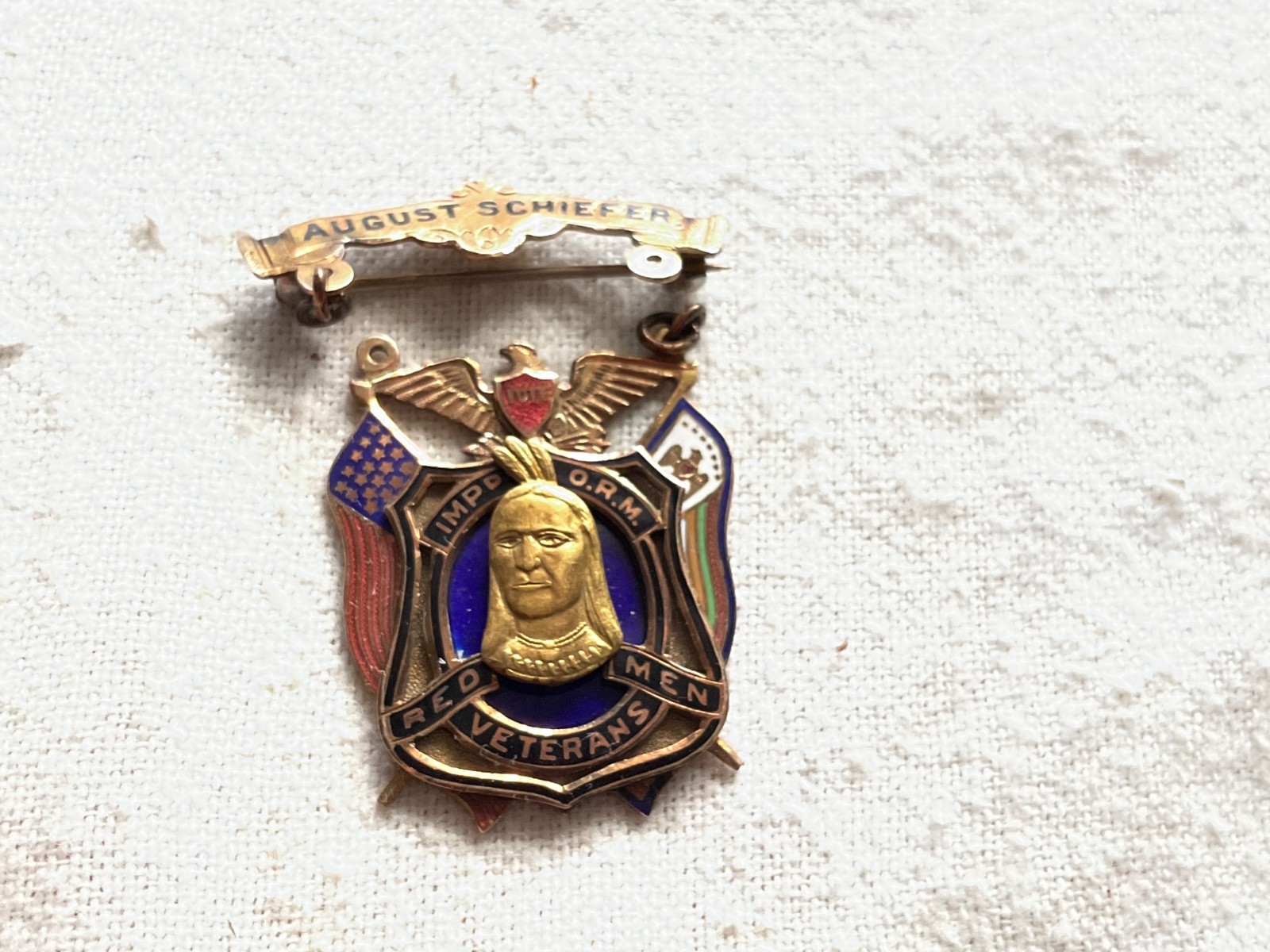 Improved Order of Redmen 14k  Indian Chief Susquehanna tribe 252 little ferry nj