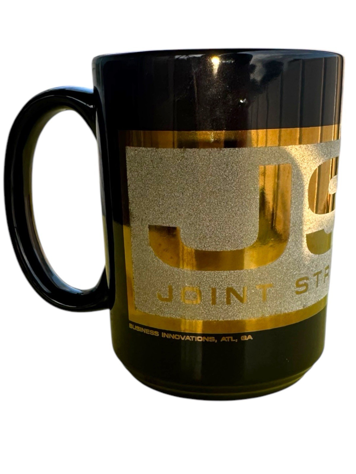 Black Lockheed Martin JSF Joint Striker Fighter Coffee Cup Mug Spellout Vintage