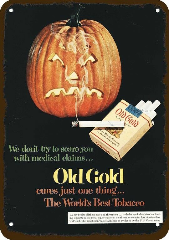1952 OLD GOLD Cigarette Halloween Pumpkin Vnt-Look DECORATIVE REPLICA METAL SIGN