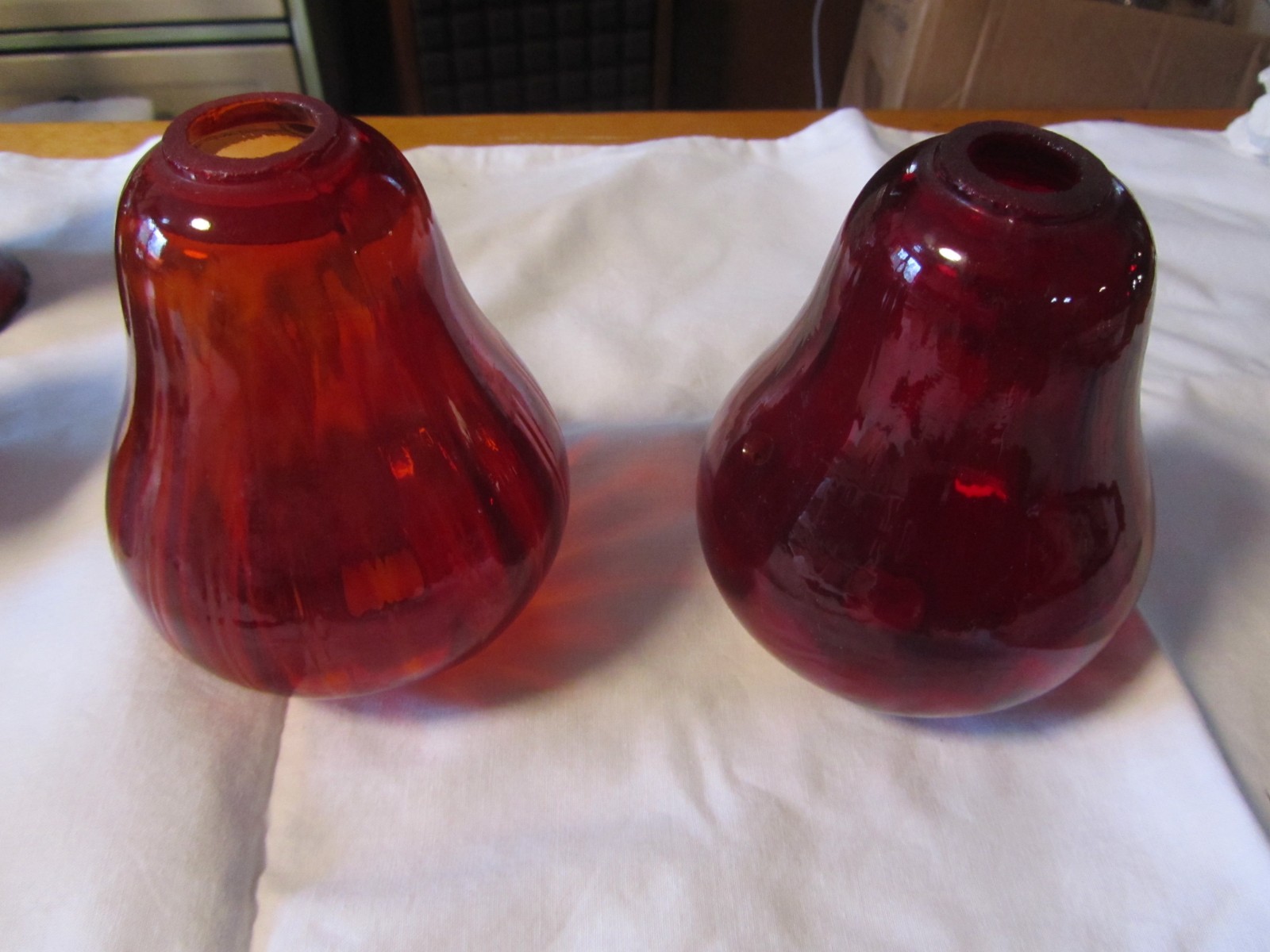 VTG Set-2 fiber optic pear shape lamps parts one ruby one amberina