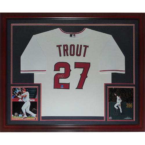 Mike Trout Autographed Los Angeles Angels (White #27) Deluxe Framed Jersey - MLB Mike Trout Autographed Los Angeles Angels (White #27) Deluxe Framed Jersey - MLB