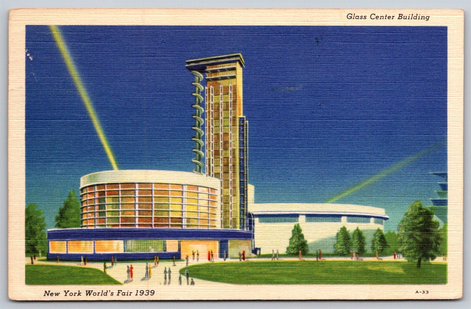 NY Worlds Fair 1939 Linen Postcard Glass Center Building