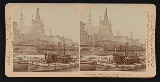 Montreal Quebec Canada Bonsecours Church Riverfront 1900s Stereograph