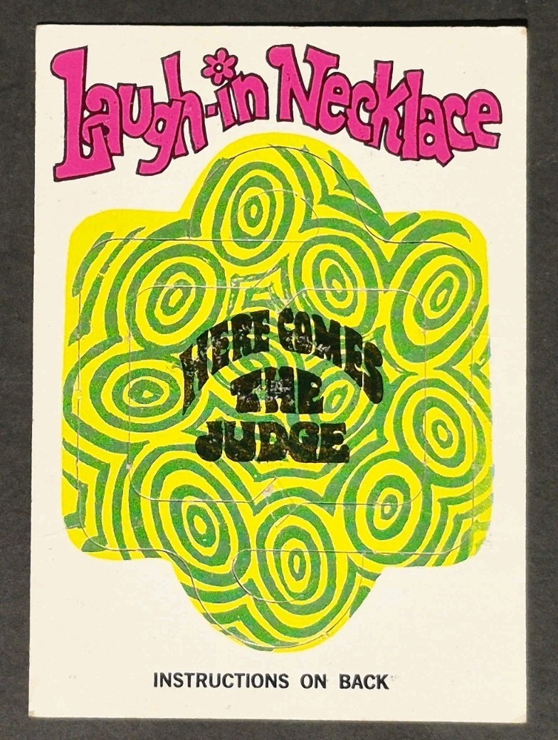 1968 TOPPS LAUGH-IN ONS NECKLACE ~ HERE COMES THE JUDGE
