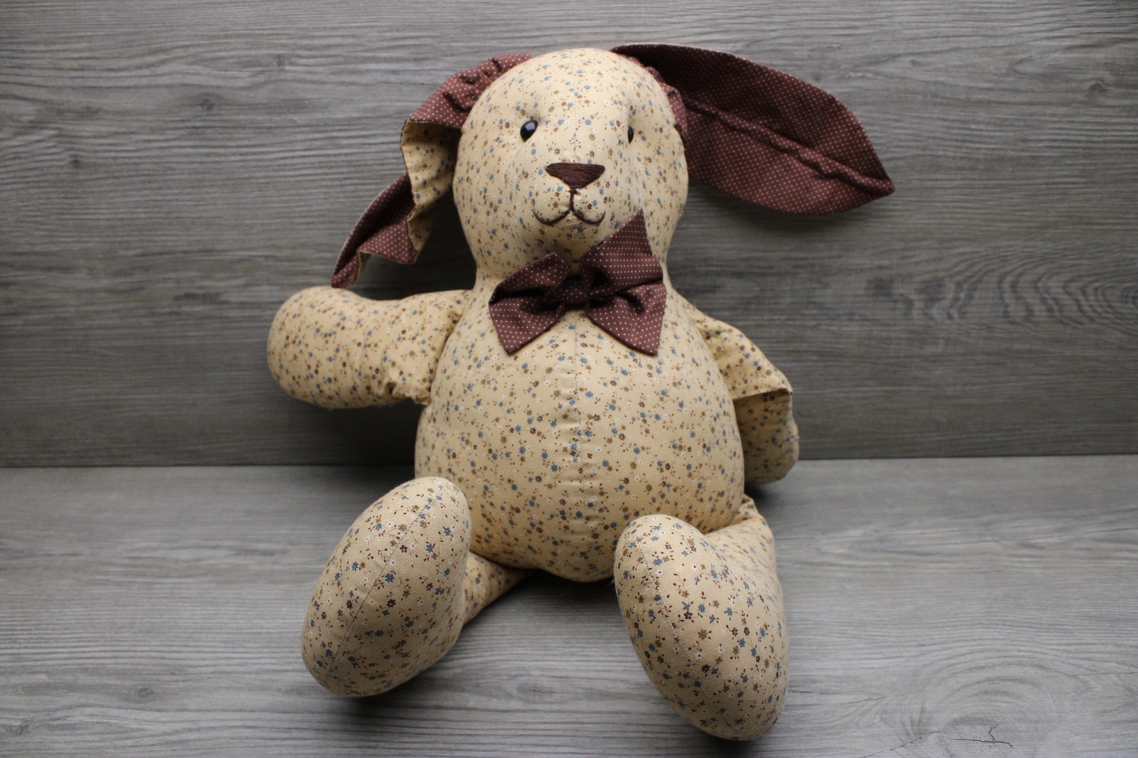 Primitive Country Bunny Rabbit Floral Calico Cloth Stuffed Decor Bow Tie 20