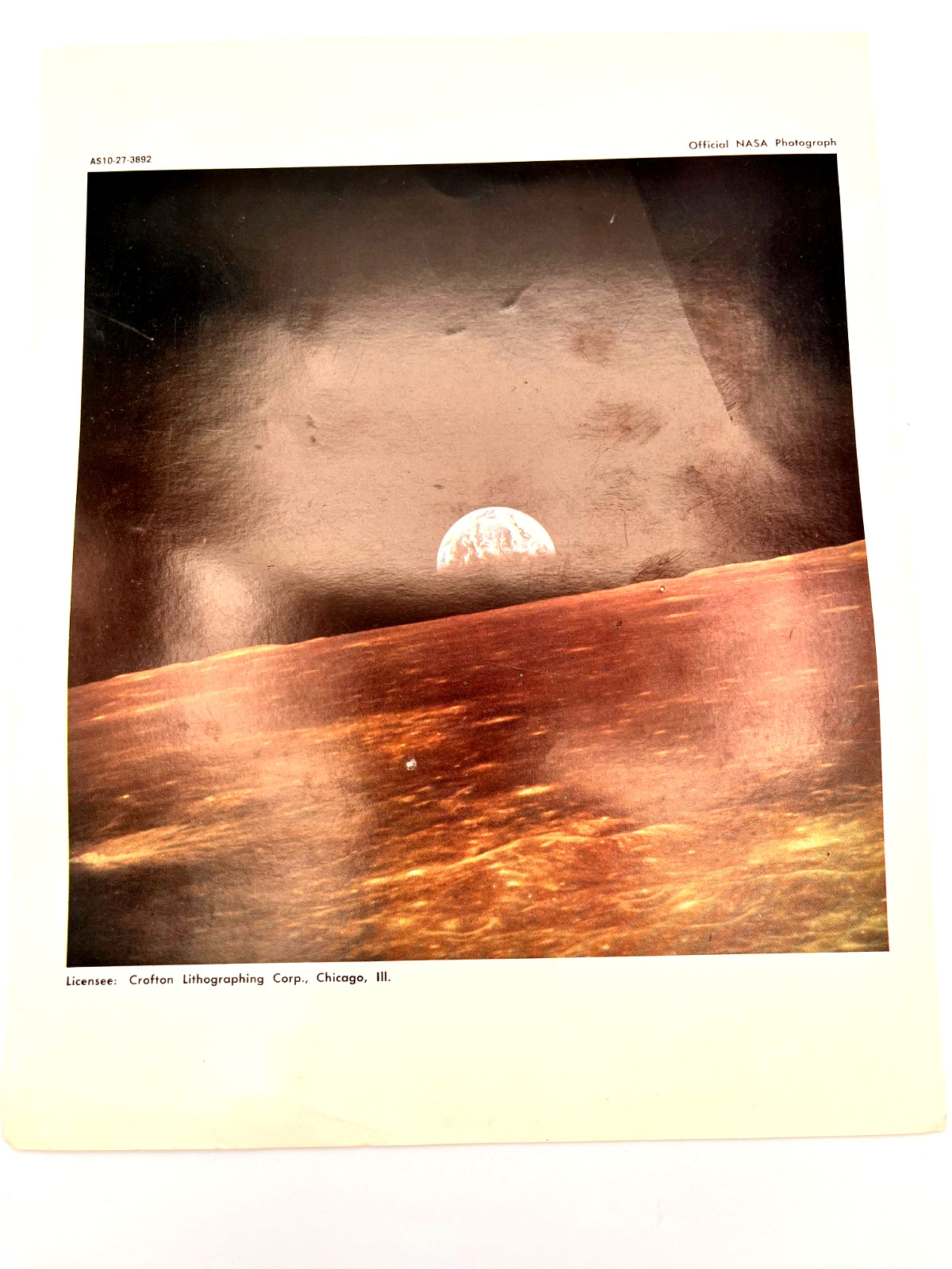 Vintage NASA  Apollo 10  AS10-27-3892 Official Lithograph Photo 7 1/4\