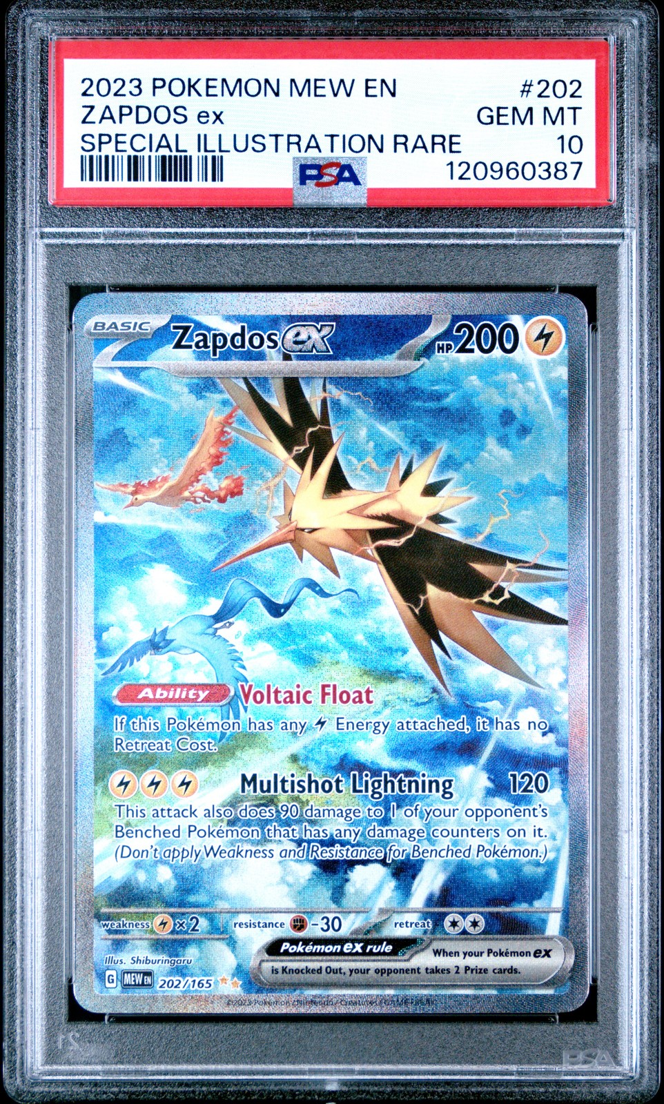Zapdos EX 202/165 PSA 10 151 Pokemon Card Game
