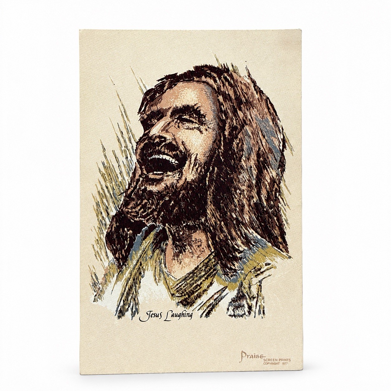 Holy Card Jesus Laughing Praise 1977 - Bible Psalms 2:4jb Prayer Card