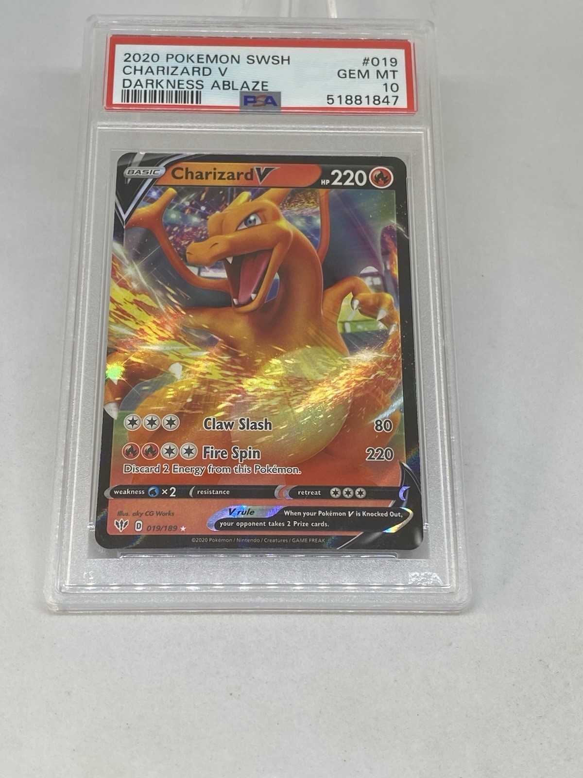 2020 Pokémon SWSH Charizard V Darkness Ablaze #019 PSA 10 GEM MT
