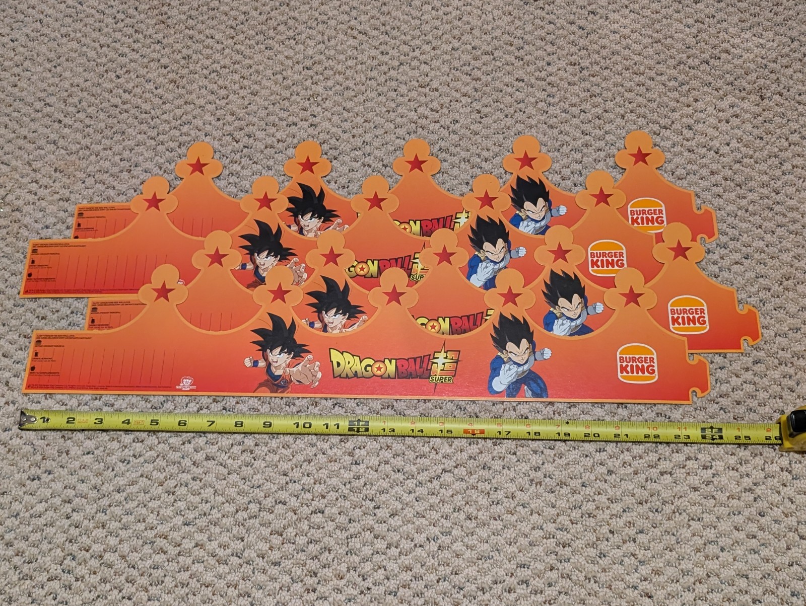 (Lot Of 4) *New* Burger King Crown Dragon Ball Super Saiyan Meal Crowns NO BEND